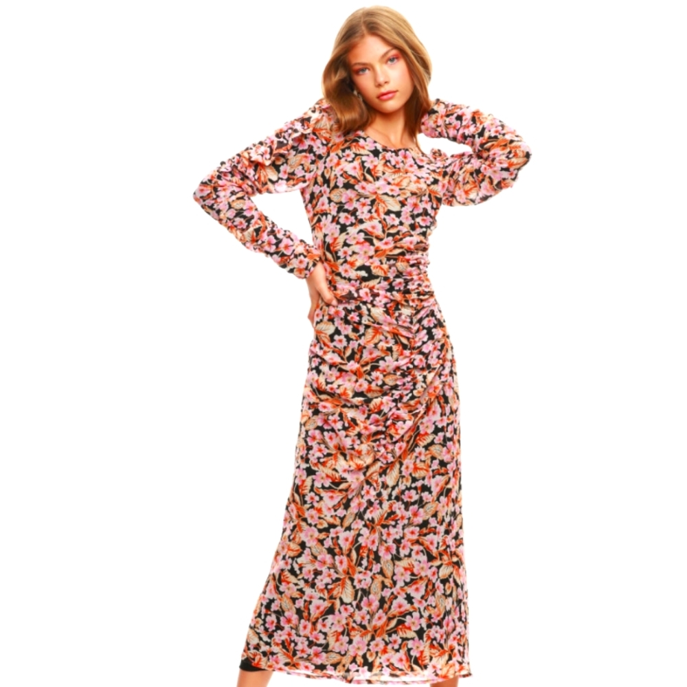 New Zara floral ruched maxi dress